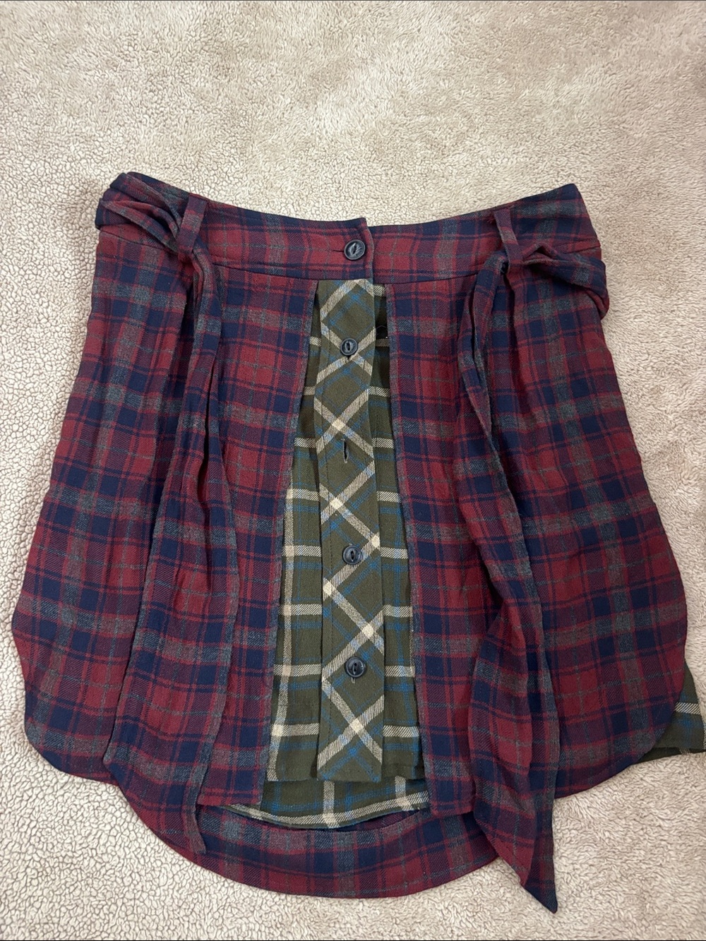 rag & bone felicity skirt in  Red and Navy Plaid Asymmetrical Button-Front.